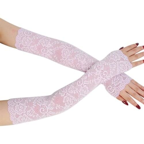 Summer Long-sleeved Sun Protection Gloves For Women Mesh Lace UV Thin Bike Breathable Cycling Gloves Driving Arm Warmers Sleeves