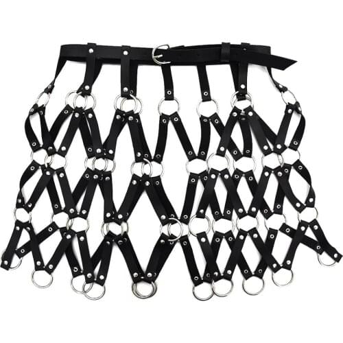 Harajuku punk Belt Garters Female Leather Harness sexy Body Bondage Belt Garter Bondage Skirts Chain Dress Belt Body Jewelry