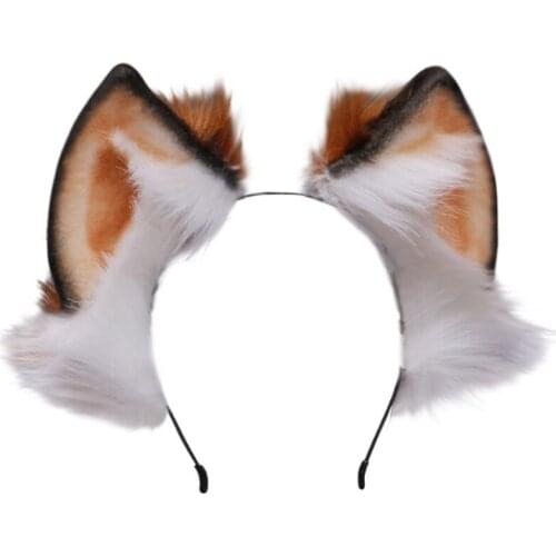 Faux Fur Kitten Wolf Ears Headband Furry Plush Animal Hair Hoop Cosplay Costume 449F