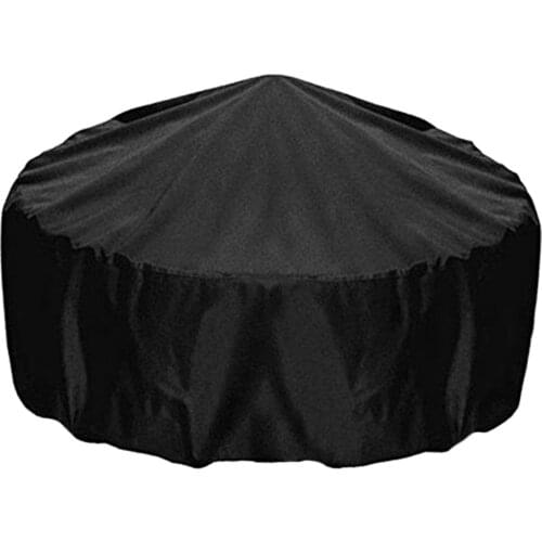 Durable Water Resistant Patio Replacement Fire Pit Cover, Black, Round, 33