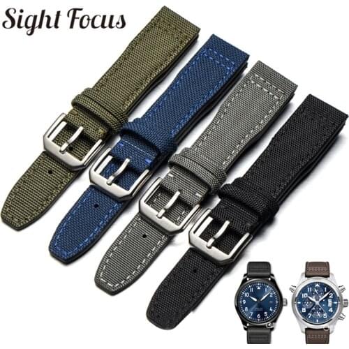 20mm Watch Strap for IWC Pilot Portuguese Portofino Nylon Canvas Watch Bands Green Blue Gray Black Watchbands Straps Bracelets