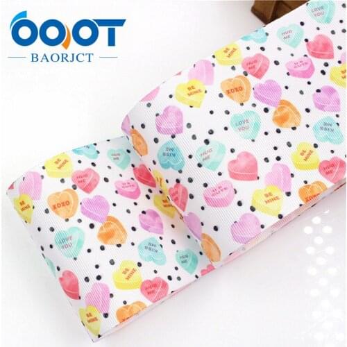 I-18428-63,3'' 75mm Rainbow love Printed grosgrain ribbon,DIY handmade Hair accessories Material wedding gift wrap