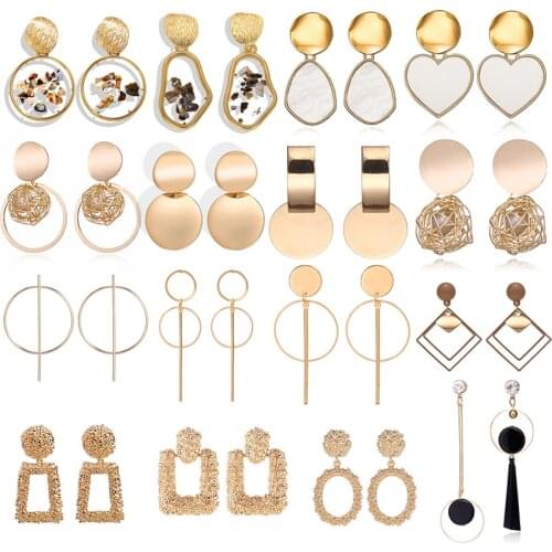 Fashion Drop Earrings For Women 2019 Statement Geometric Metal Female Dangle Earrings Trendy Jewelry Female Wedding Accessories