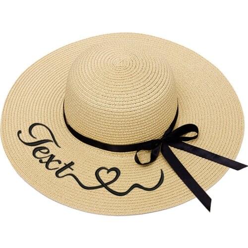 Customize Straw Hat Womens Add Text Embroidery Summer Beach Hat With Name Sun Hats Bride Bridesmaid Female Sunshade Cap
