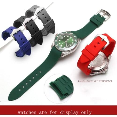 Silicone rubber watchband 18 19 20 21 22mm black white red blue bracelet universal Arc interface For men and women wristband