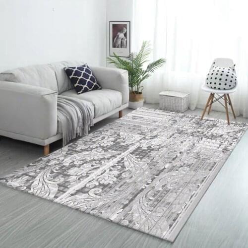 Nordic Abstract Area Rug Striped Floral Grey White Carpets Fashion Modern Kitchen Living Room Bedroom Bedside Non-Slip Floor Mat
