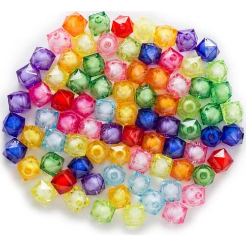 Random Mixed Acrylic Square Shaped Women Children DIY Bracelet Necklace Spacer Beads Findings Jewelry Making 8-20mm