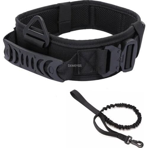 Tactical Pet Collar Adjustable Quick Release Training Walking Hiking Dog Collars Sling Nylon Control Handle Army Military Leash
