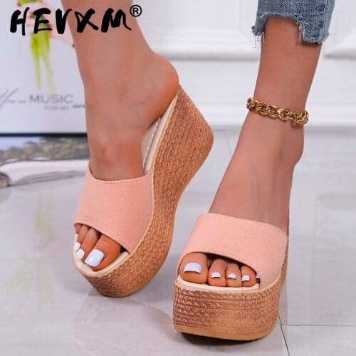 Platform Wedge Slippers Womens Summer Slippers Casual Outdoor Chuncky Heels Beach Slippers Women Flip Flop Womens Slides Sandal