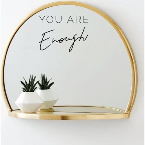 You Are Enough Lettering Quote Waterproof Wall Stickers For Bathroom Mirror Decor Wall Art Decals Home Decor Accessories LL959