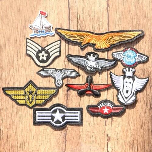 Wings Propeller Eagle Boat Grimace Air Force Icon Embroidery Applique Patch for Clothing DIY Sew up Badge on the Backpack
