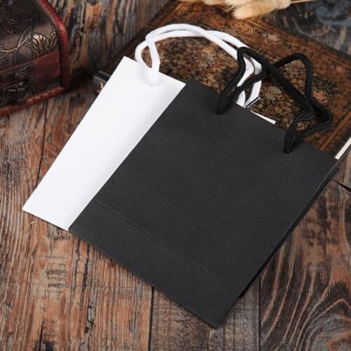 Hig Quality 5 Pcs/Lot Natural kraft paper bag with handle Wihte/Black Wedding Party Favor Paper Gift Bags Jewelry Bags & Pouches