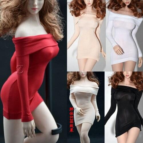 1/6th Ice Silk Off-shoulder Dress Model for 12" Female