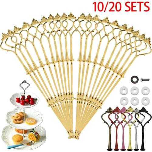10/20 Set of Cake Display Stand Hardware Crown Metal Fitting Party Tray Cake Food Dessert Rack Holder for Kitchen Home No Plate
