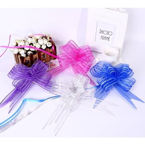 10pcs Decoration Party Wedding Birthday Gift Flower Bow Wrap Pull Ribbon,festival Celebration Supplies Wholesale