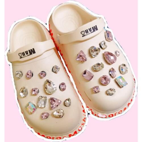 CSBL Crocses Hole Shoes Bright Crystal Decoration Shoe Buckle Gem Shoe Accessories Ornament Removable Girlish Heart Love Set