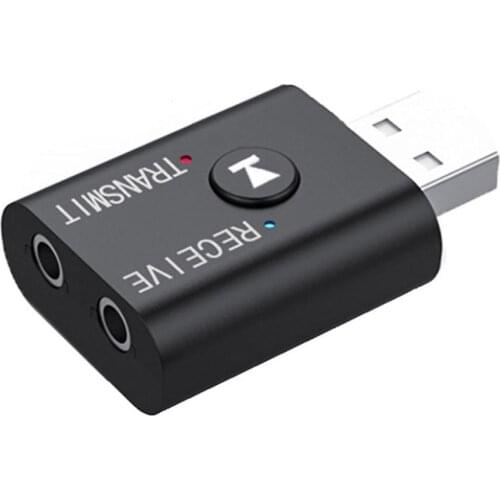 2 IN 1 USB Bluetooth 5.0 Audio Receiver 3.5mm Jack Aux Stereo Car Wireless Transmitter Adapter For TV Car PC Speaker