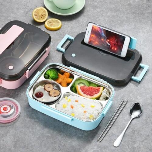 304 Stainless Steel Lunch Box Sealed Square Lunch Box Insulation Portable Lunch Box Convenient For Workers Students Dropship