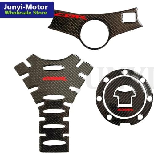 3D Carbon Fiber Triple Clamp Fuel Tank Cap Fuel Tank Protector Sticker Decal For Honda CBR600F4 CBR600F4i 1999-2006 Motorcycle