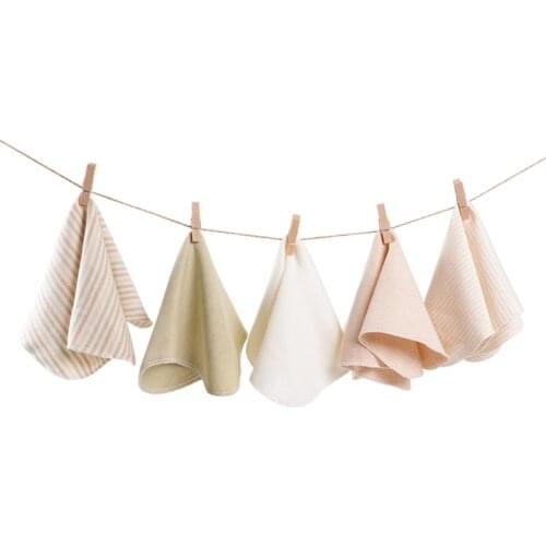 5pcs/set Baby Feeding Towel Natural Organic Cotton Baby Washcloths Saliva Towel Nursing Towel Handkerchief