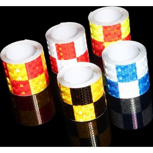5cm*5m Traffic Safety Warning Tape Reflective Strip Arrow Lattice Stickers For Bicycle Car Exterior Decoration Accessories Decal