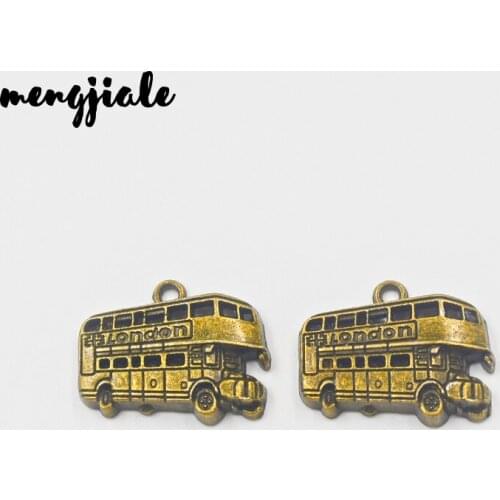 8pcs/lot Pendant Bus Charm Pendants For Jewelry Making Antique Bronze Bus Pendants 25x19mm