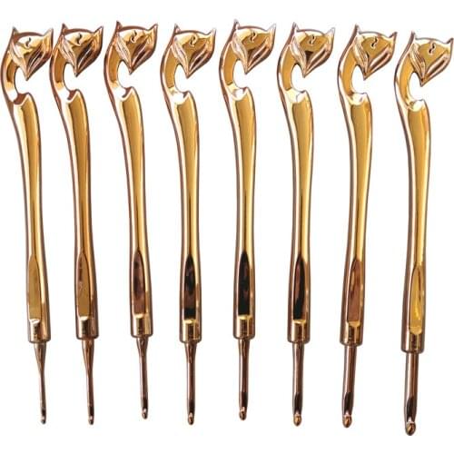 8pcs Gold aluminum knitting needles and crochet tools and accessories Hooks and knitting accessories Crochet hooks so weave