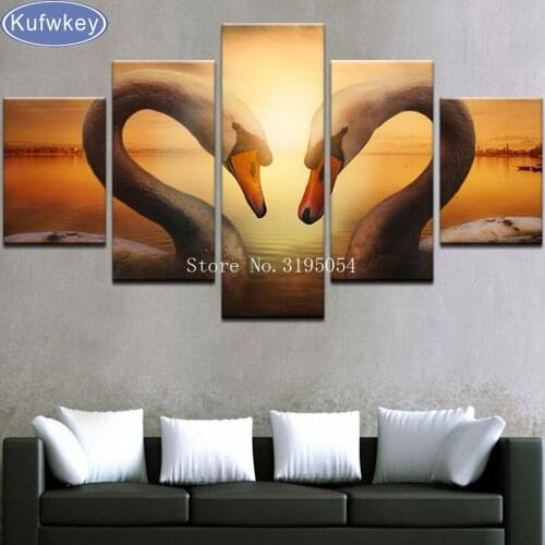 5d diy Diamond Painting Swans Lovers Sunset,DIY 3D Diamond Embroidery,Cross Stitch,3D,Diamond Mosaic,stickers,home Decoration