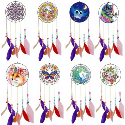 5D DIY Diamond Painting Acrylic Wind Chime Pendant Art Mosaic Kit Rhinestone Picture Hanging Wall Ornaments Home Decor Gifts