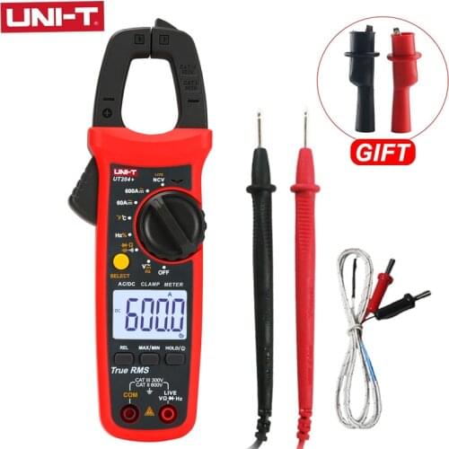 UNI-T UT204+ Digital Clamp Meter UT204 Plus DC AC Current Auto Range True RMS Temperature Capacitance NCV Ohm Tester Multimeter