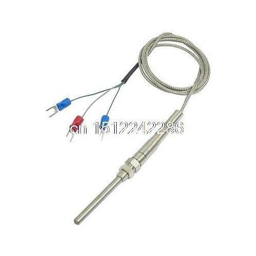 Liquid Measuring 50mm x 5mm PT100 Type Earth Thermocouple Probe 1 Meter 3.3ft