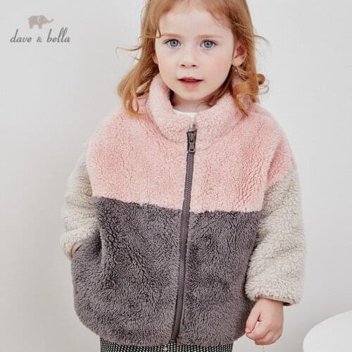 DB14864 dave bella autumn baby girls fashion patchwork zipper pockets coat children cute tops infant toddler outerwear