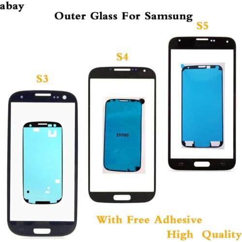 For Samsung Galaxy S3 i9300 i9305 i9300i i9301 i9301i S4 i9500 i9505 i337 S5 Front Panel Lens Outer Glass LCD Display + Adhesive