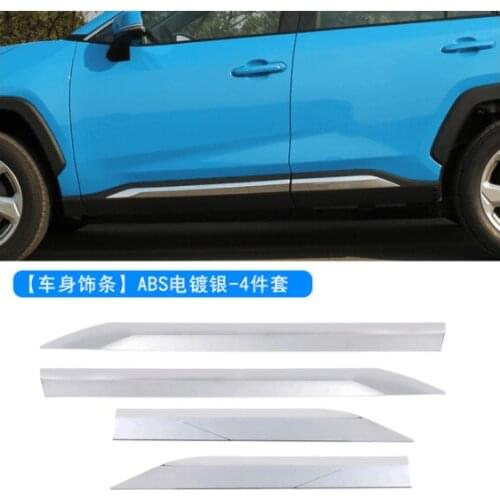 For Toyota RAV4 2020 Anti-collision side skirt bright strip body surround trim modification