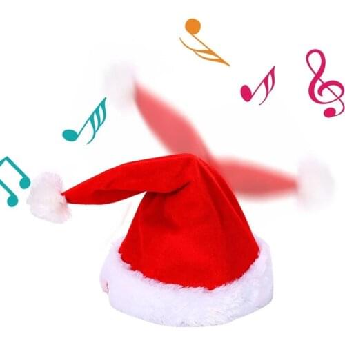 Electric Music Swing Christmas Hat Music Dancing Christmas Hat Plush Santa Hat Electric Funny Christmas Children Cap toy