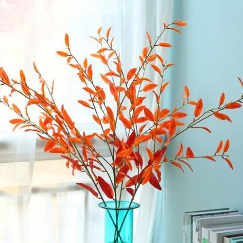 4pcs 105cm Large Fabric Artificial Plant Olive Tree Branch Fake Foliage Wedding Home Office Furniture Decor Orange