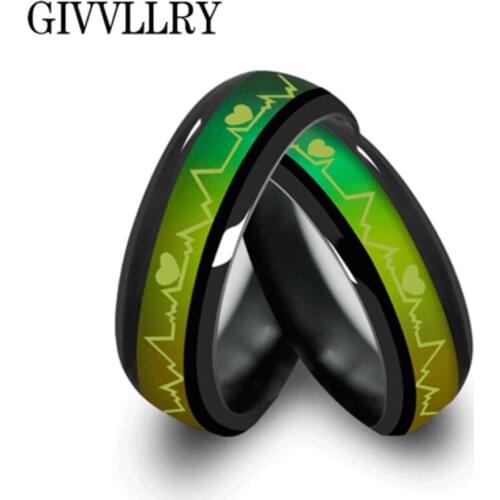 Lovers' Ring Heart Beat Electrocardiogram Rings For Women Temperature Emotion Feeling Mood Ring Men Jewelry anillos