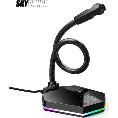Computer USB Microphone RGB Light-emitting Flexible Free Drive HD Sound Card Noise Reduction Microphone
