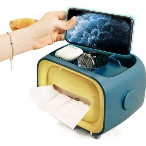 Creative Desktop Storage Tissue Box Plastic Magnet Office Multi-function TV Draw Box Living Room Napkin Box