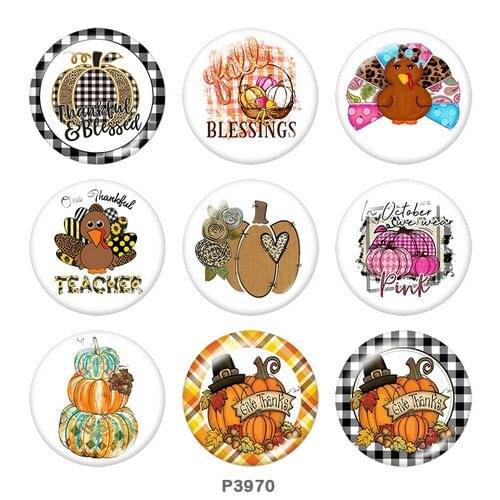 Thanksgiving 12mm/18mm/20mm/25mm/30mm/40mm Round glass cabochon flat back Making findings snap button jewelry P3970