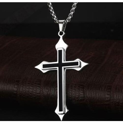 New Drops Simple Fashion Cross Jesus Christ Necklace Charm Cross Necklace