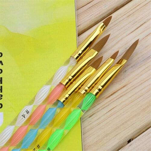5Pcs Nail Art Brush Tools Set Acrylic UV Gel Builder Painting Drawing Brushes Pens Cuticle Pusher Tool Colorful