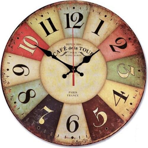 NHBR 12 Inch Retro Wooden Wall Clock Farmhouse Decor, Silent Non Ticking Wall Clocks Large Decorative Big Wood Atomic Analog