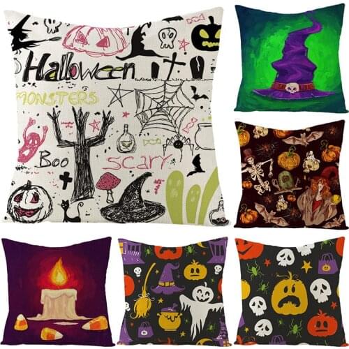 Cushion Covers 45*45 Halloween Pumpkin Ghost Fire Pillowcases Sofa Cushions Pillow Cases Home Decor Pillow Cover KD-0287