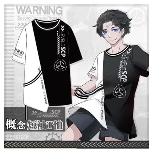 2021 NEW Anime SCP Foundation Loose Cotton Short Sleeve T-Shirt Tee Summer Men Women Student Casual Pullover Tops Cosplay