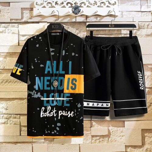 2021 Summer New Fashion Sportsuit Boys Clothing Youth Cotton Handsome Short Sleeve T-Shirt Shorts High Quality Dropshipping