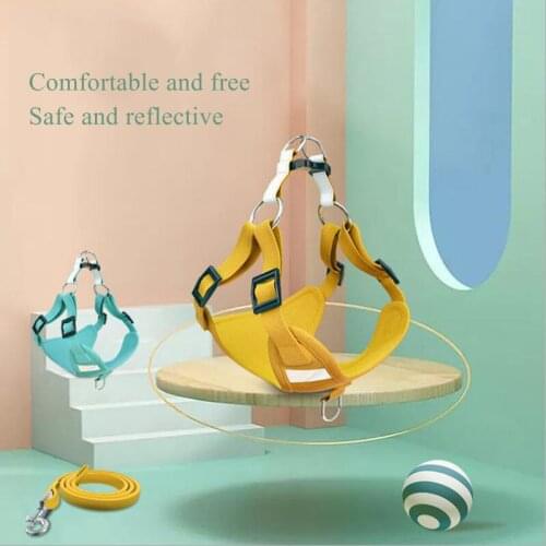 The new pet supplies suede dog chest back small and medium-sized dog vest-style leash pet reflective chest harness pet leash