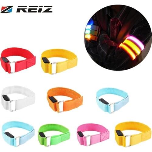 REIZ Arm Warmer Belt Bike LED Luminous Armband LED Safety Sports Reflective Belt Strap Snap Wrap Light up Arm Band Armband
