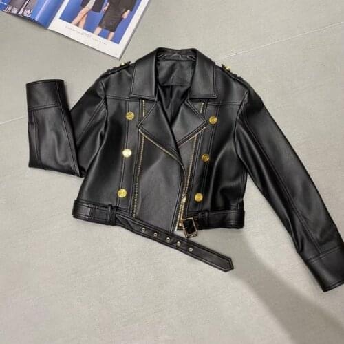 Women Genuine Leather Coat 2021 Fashion Winter Lady Real Sheepskin Jackets High Quality Leather Coats H81