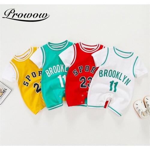 Prowow Summer Baby Romper Basketball Clothes For Newborn Playsuits Casual Baby Jumpsuits Infant Costume Patchwork Kids Overalls